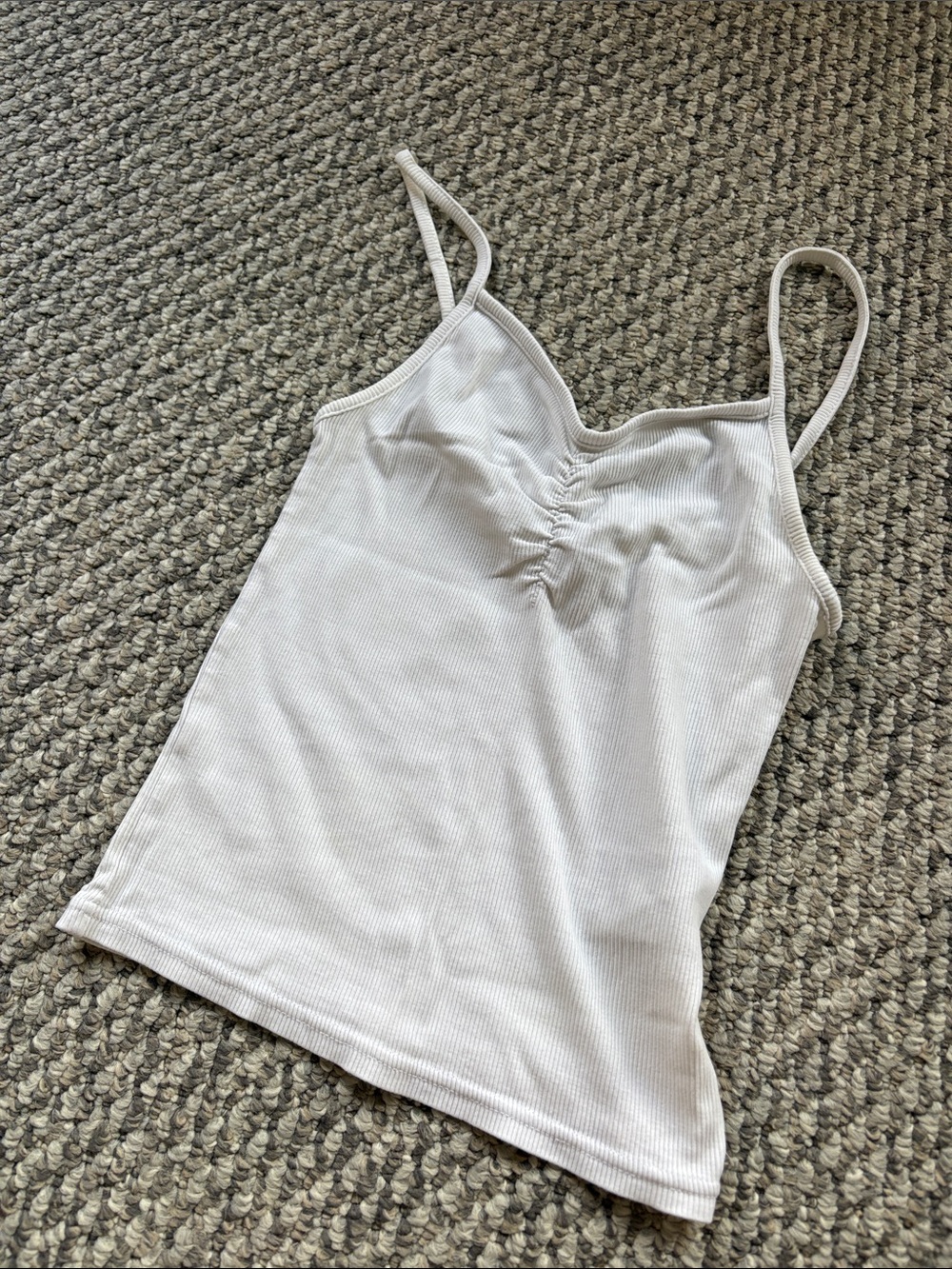 H&M Light White Ribbed Spaghetti Strap Cami
